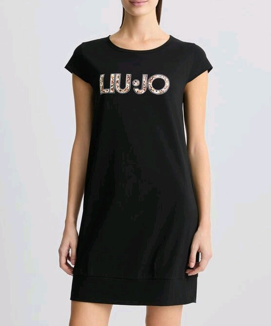 liu jo vestitino Abito con logo e strass va5194js003